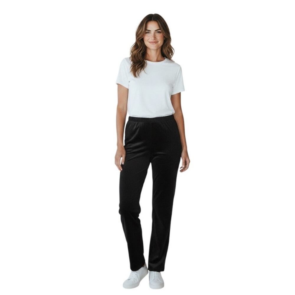Karen Scott Sport black velour high rise straight leg pants NWT size Large